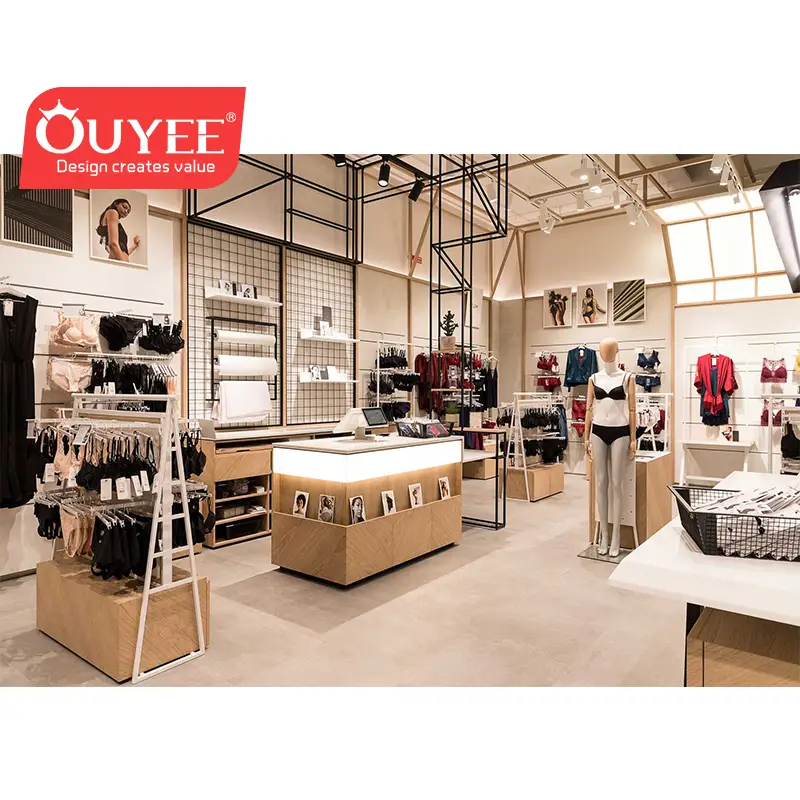 Design de interiores e mobiliário para exposição de lojas de roupa íntima 1