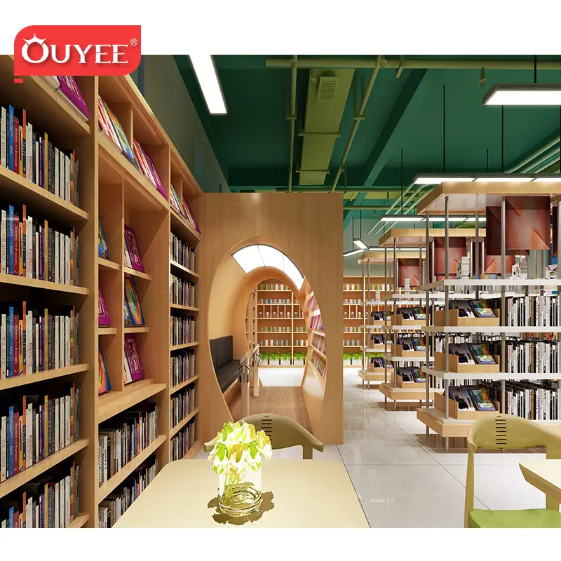 Estante de madeira personalizada para biblioteca e armário de madeira para livrarias. 1
