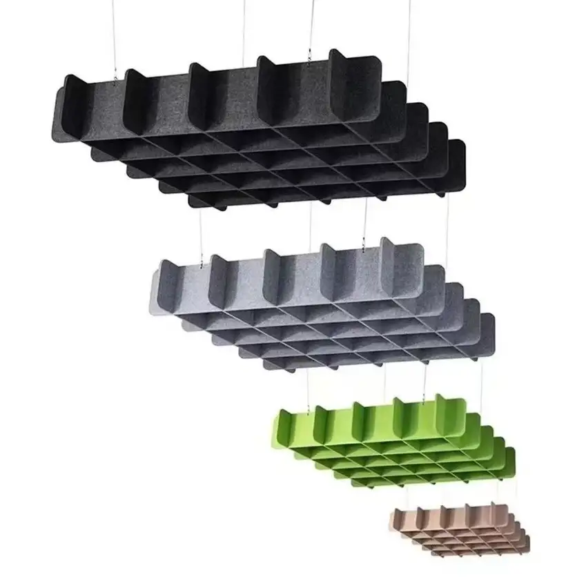 אריחי תקרה אקוסטיים מסיבים מינרליים NRC 0.9 לספיגת רעש במשרדים ומסחר 1