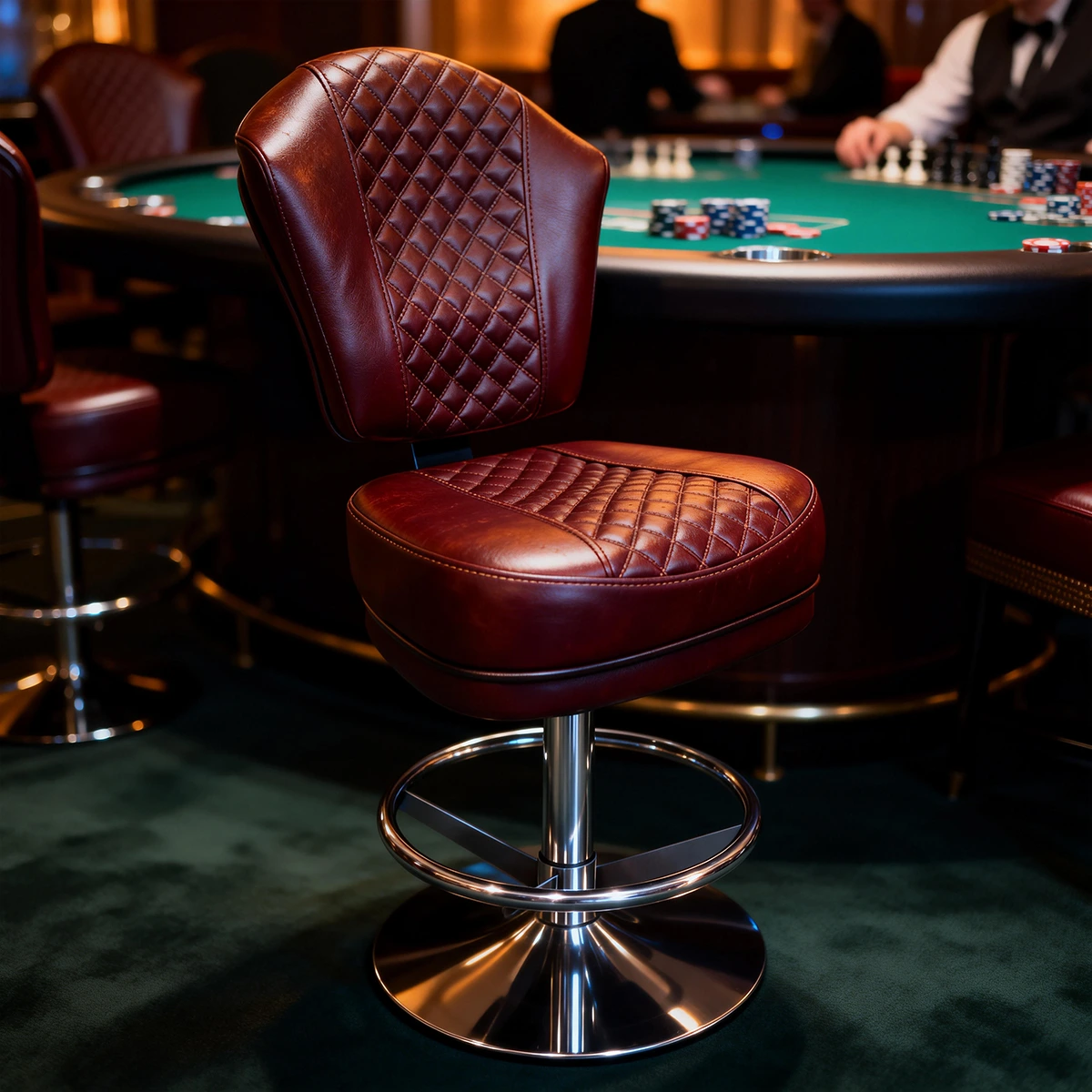 Premium Modern Leather Casino Chair High Quality Commercial Gambling Chairs Adjustable Metal Base For Dining And Gym Use 1