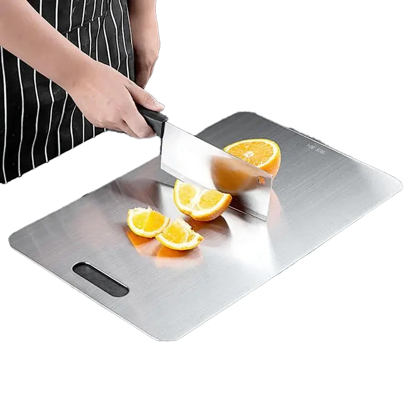 Dual-sided Titanium & 304 Stainless Steel Food Grade Cutting Board Portable Double-sided Fruit Meat Chopper Board 1