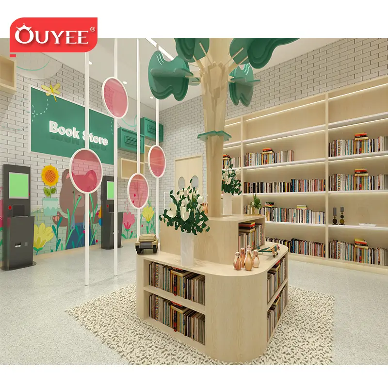 رفوف كتب خشبية للمكتبات ورفوف عرض كتب لمكتبات الأطفال 1