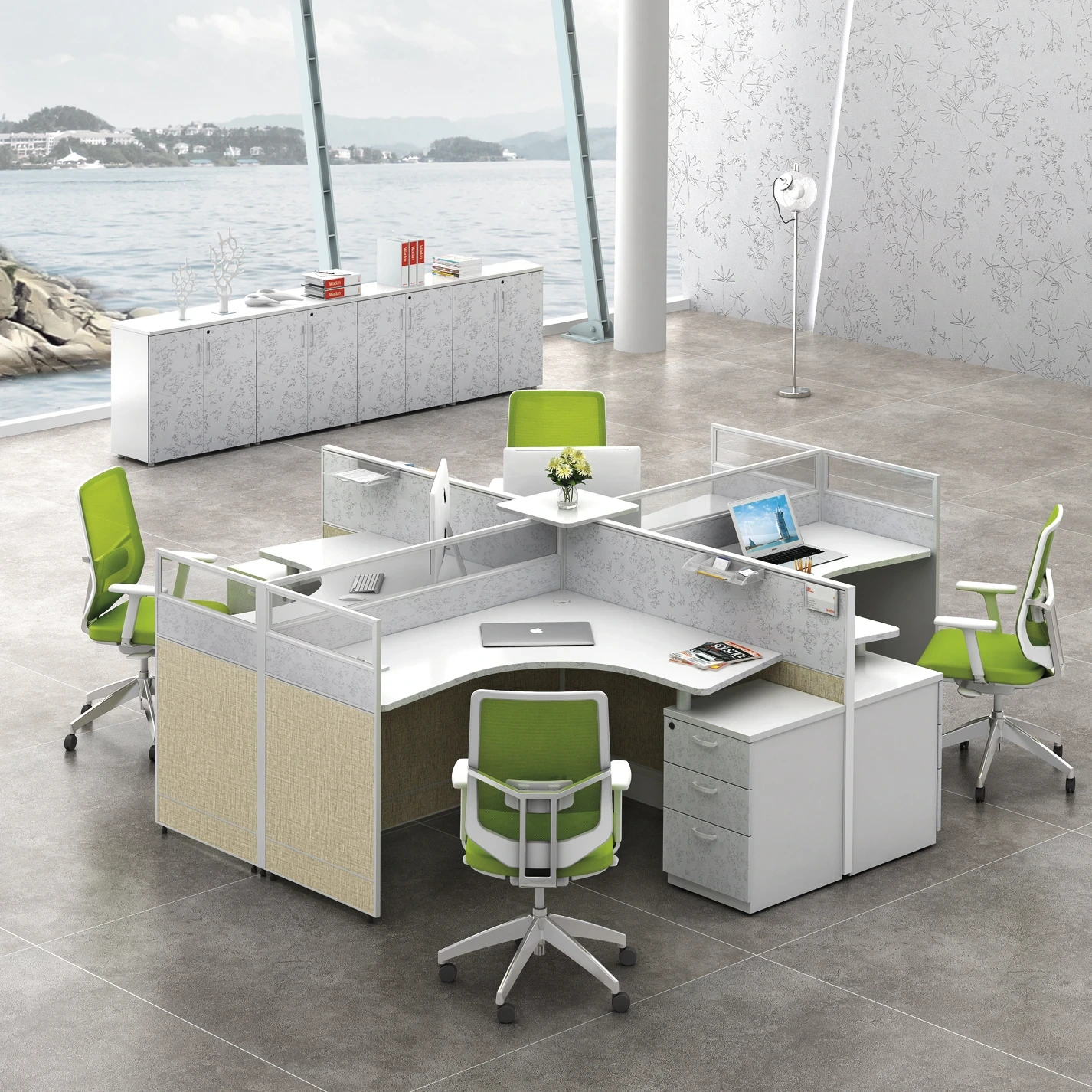 Explosive New Products Modern Office Furniture 4 Seat Modular Steel Workstation For Hospital And School Use 1