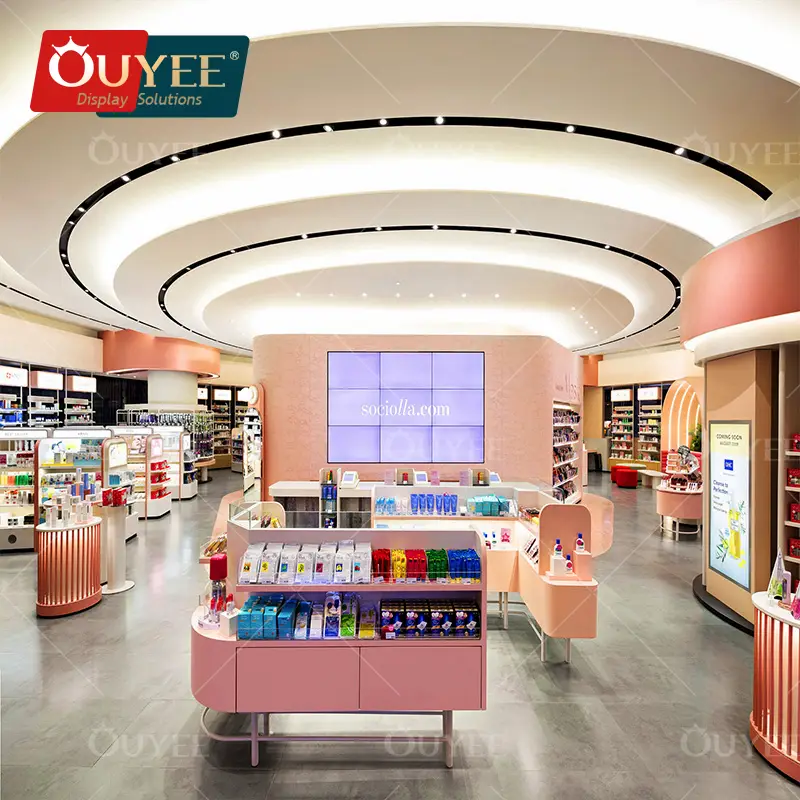 Vitrine para loja de perfumes e cosméticos, prateleira de parede para exposição de produtos de beleza 1