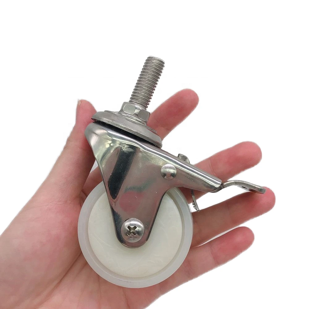 2 Inch 50mm Nylon Stainless Steel Caster Pa 304 Stainless Steel Polished Wheel With 10*25mm Stem 1