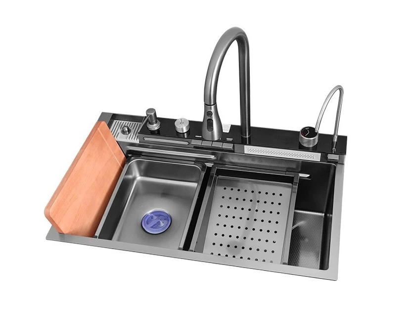 Digital Nano-Black SS Raindance Sink w/ Press Cup Washer 1