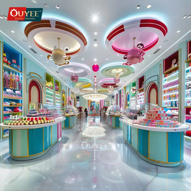 Fabrikgroßhandel, rosa Süßwarenladen, riesige Schokoladenkekse-Auslage 1