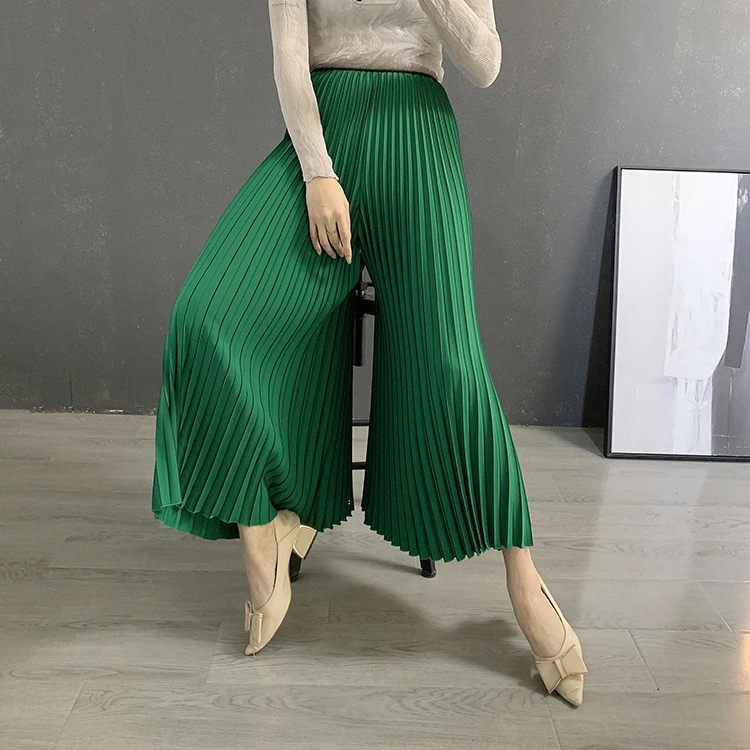 Pantalon plissé miyake pantalon de style décontracté d'été pour femmes 1