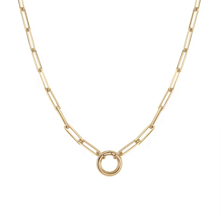 Simple Stainless Steel Circle Pendant Necklace Adjustable Size Necklace Gold Silver Birthday Gift Girlfriend 1