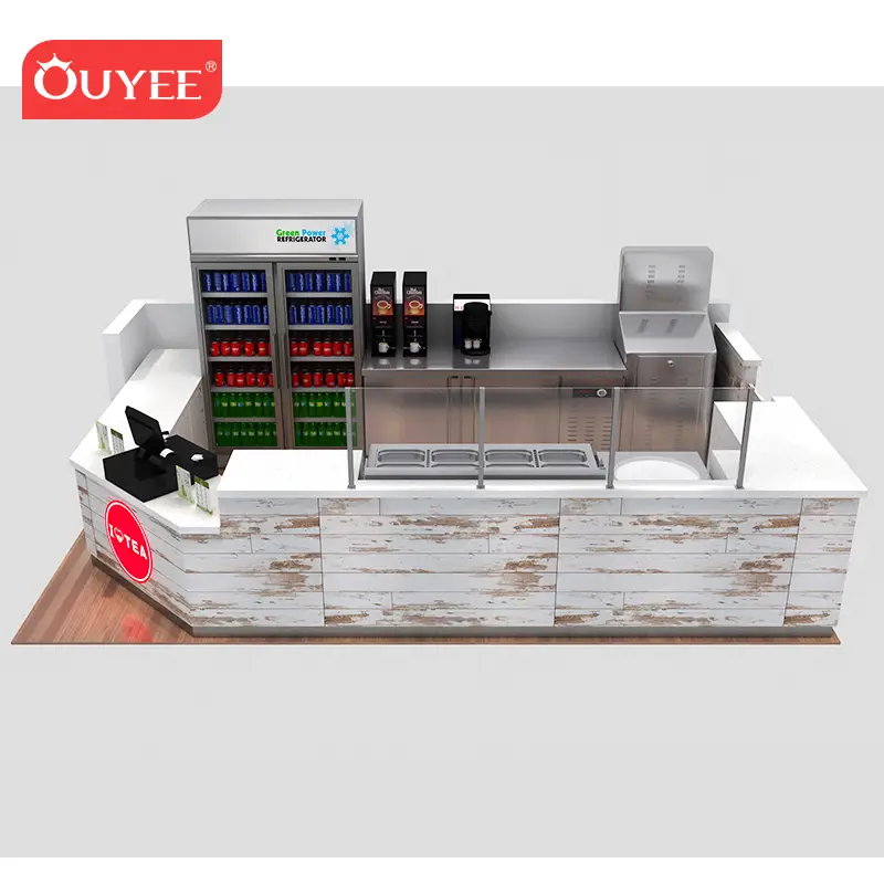 كشك طعام متنقل داخلي/خارجي مصنوع من الخشب الرقائقي: شاي الفقاعات، عصير، آيس كريم 1