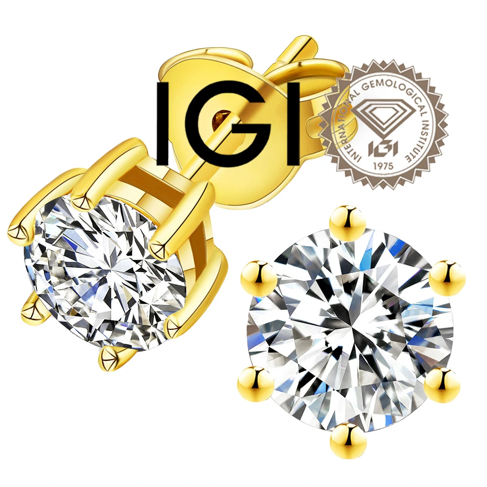 2ct Lab Grown Round Cut Diamond Earrings Simple Classic Style With 18k Gold High Quality Jewelry 1
