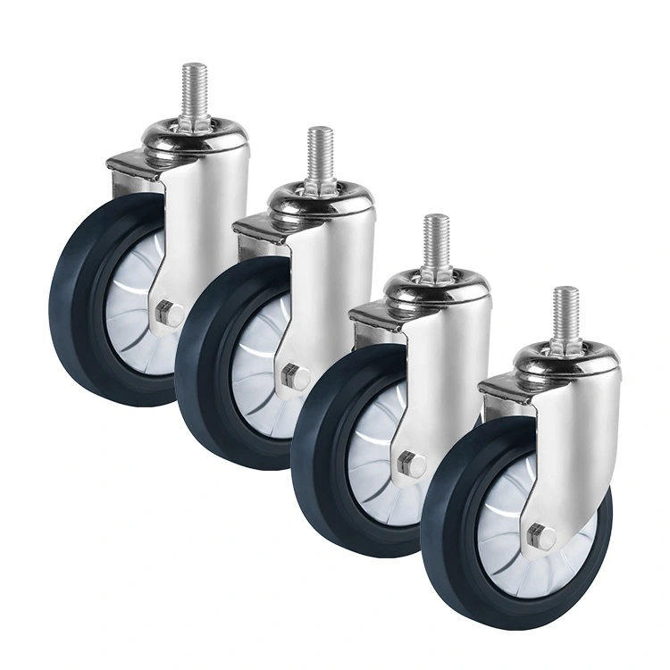 Medium Heavy Duty Double-axle Tpr Super Quiet Rubber Caster 4 5 Inch Universal Castors Trolley Wheels Trolley Dining Wheels 1