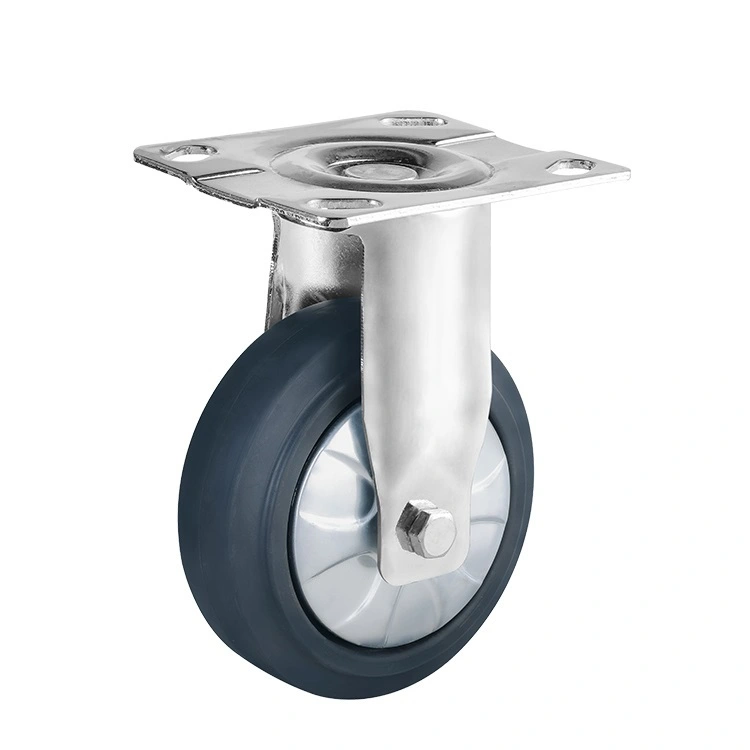 Industrial Trolley Caster Wheels 4 5 100mm 125mm Black Hi-elastic Thermoplasic Rubber Castor Caster Wheel 1