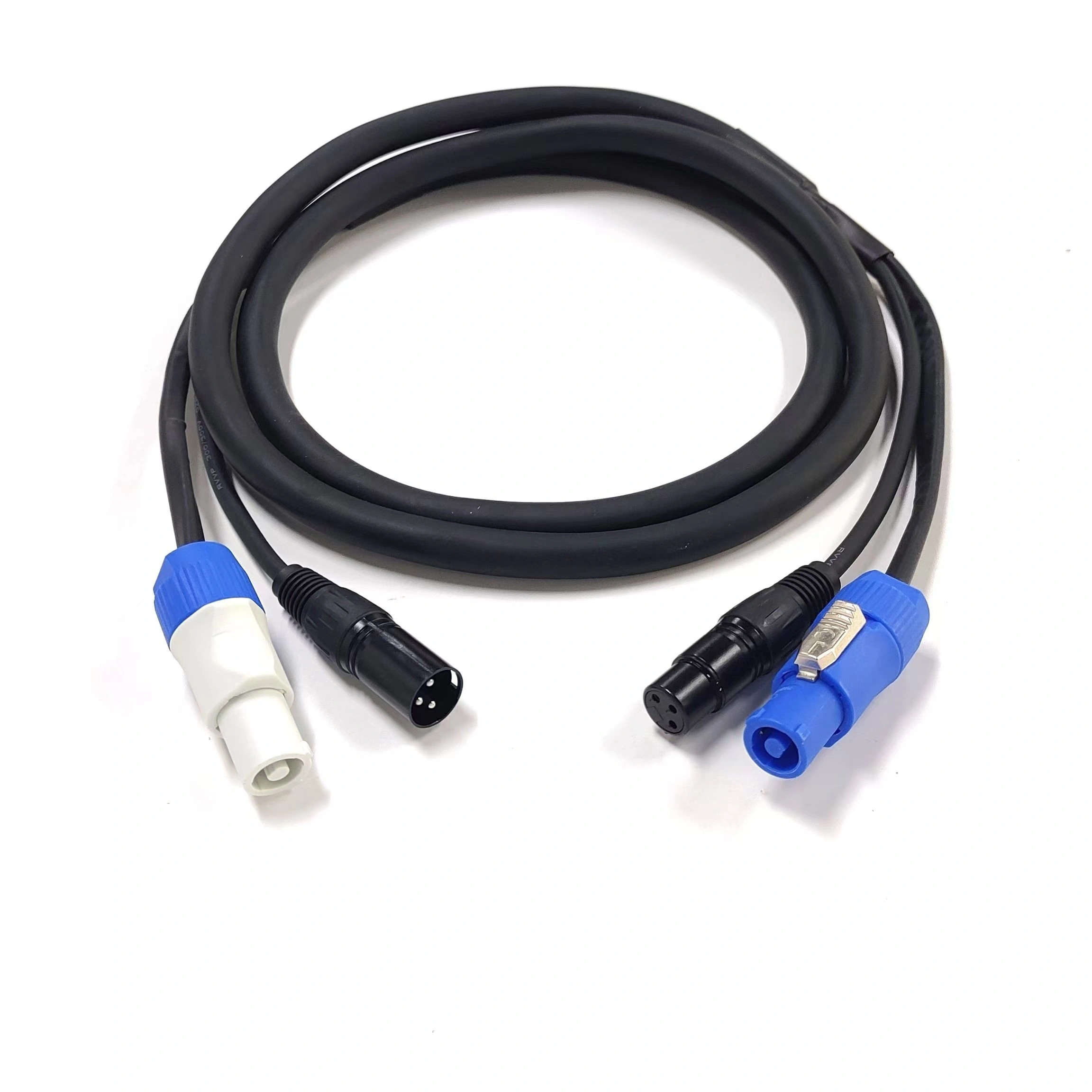 3 Pin XLR to Blue Hybrid Combi Combo Cable for Stage Lighting 1