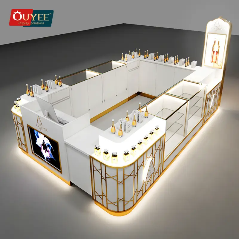 Vitrine para quiosque de perfumes e joias de 10x10 pés para shopping center. 1