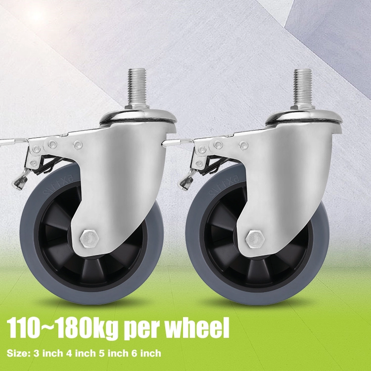 Customizable 3 4 5 6 Inch Trolley Moving Wheel Tpr Pp Swivel Mid Heavy Duty Caster Industrial Castor Wheel With Brake 1