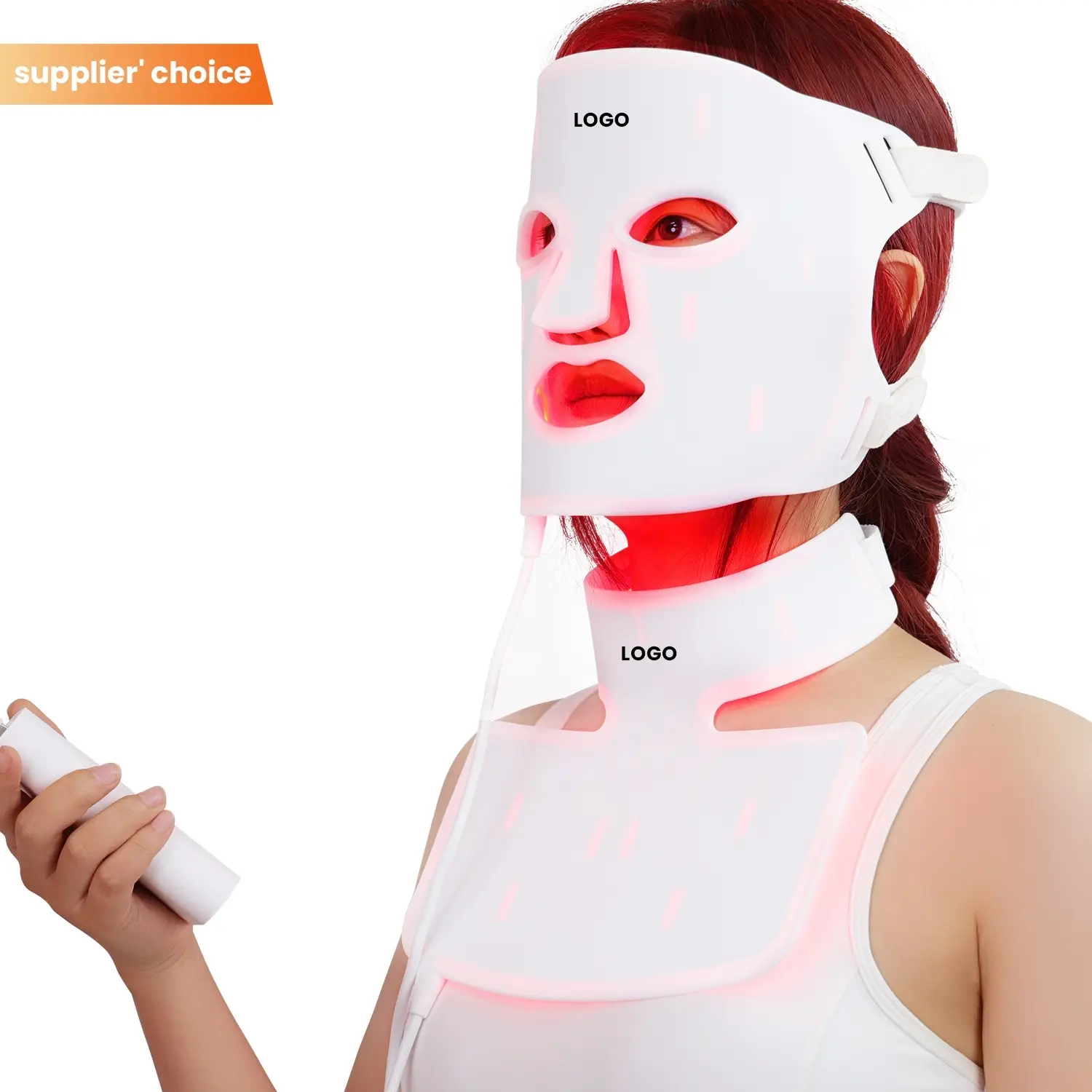 Máscara de terapia de luz LED para rostro y cuello - Fabricada en silicona, modelo TLM200-K, certificado 510K 1
