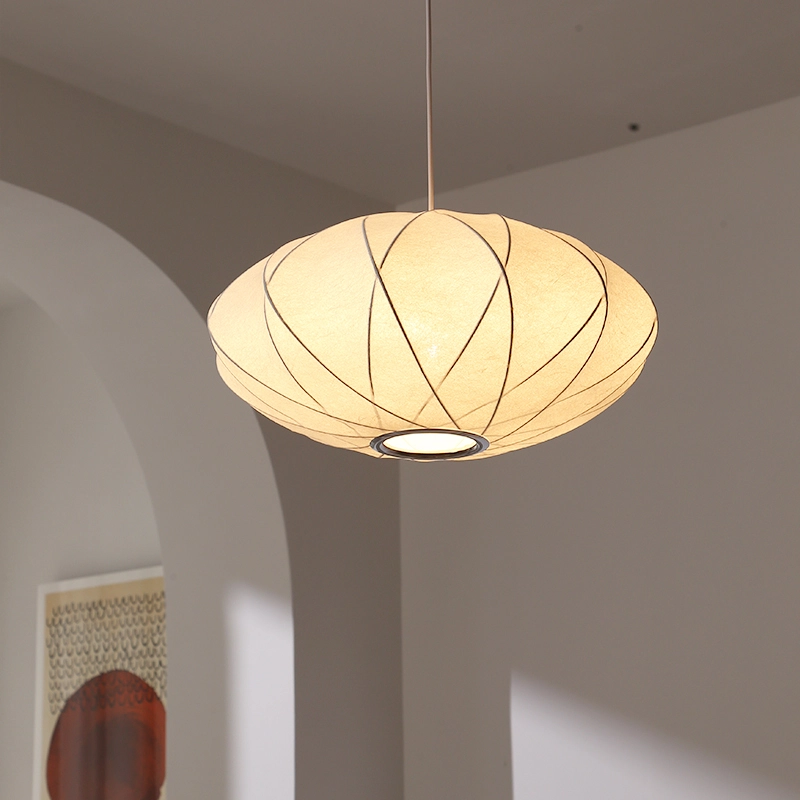 Lustre en soie minimaliste nordique, boule lanterne, éclairage pour hôtel, restaurant, bar, salon de thé, chambre, table à manger, suspension. 1