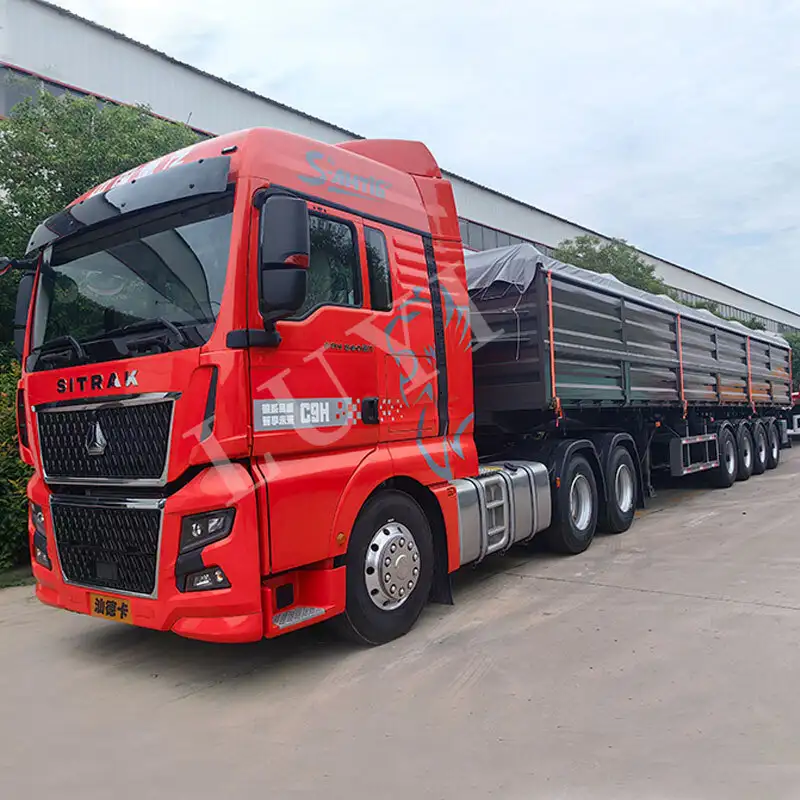 Semi-remorque basculante robuste à 4 essieux de 80 tonnes 1