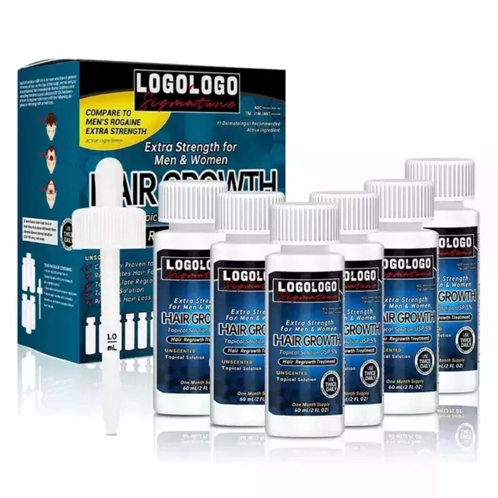 6 peças 60ml Tratamento para cuidados capilares 5% Óleo para crescimento capilar Agente previne queda de cabelo Kikland Sérum nutritivo para crescimento 1