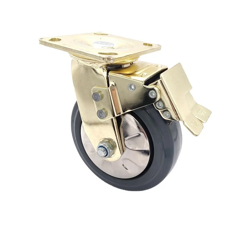 Heavy-duty High Elastic Tpr Caster Wheels Noiseless Steel Shock Absorbing For Big Hand Trolleys 1