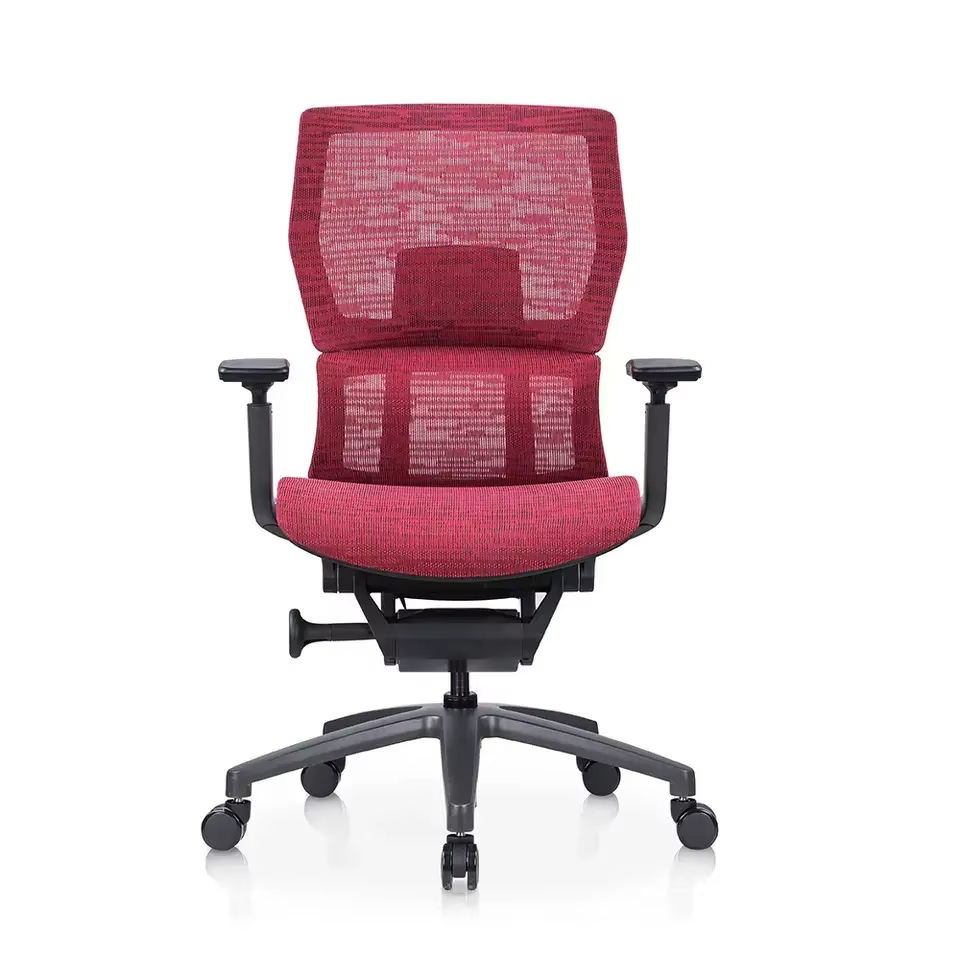 Mobilier de bureau moderne en gros, fauteuil pivotant pour ordinateur, tissu gaming en maille rouge ergonomique 1