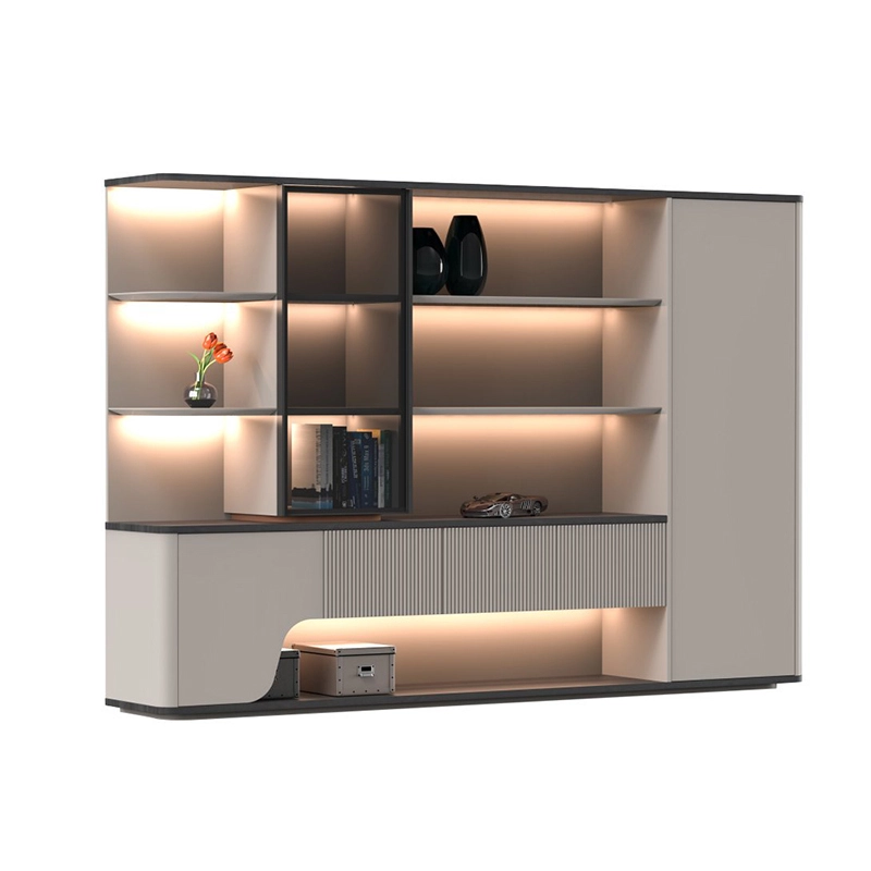 Archivador modular moderno de madera, móvil y personalizado para documentos, ideal para oficinas, oficinas domésticas y hoteles. 1