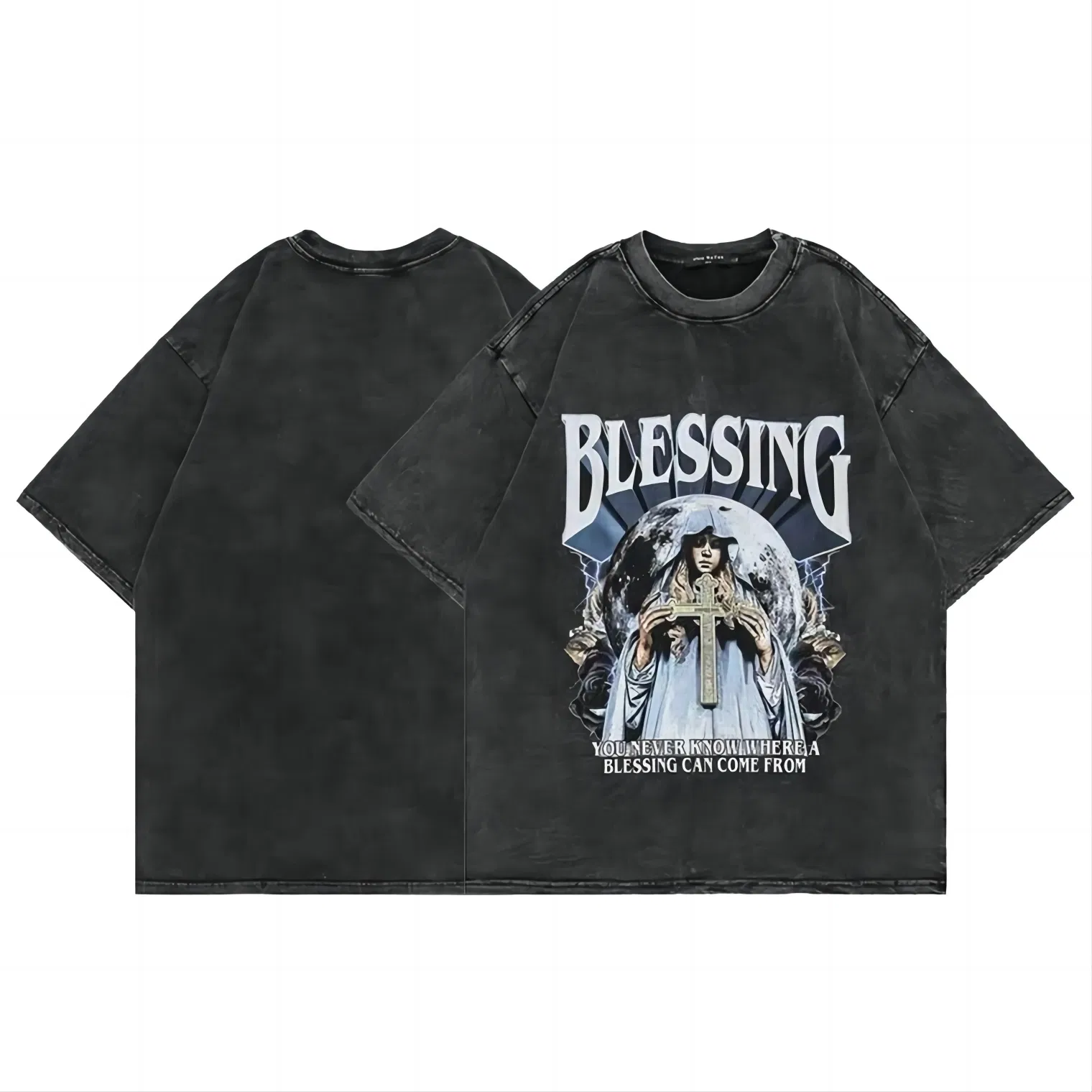 Washed Logo Tee Stone Washed Tshirt Manufacturer Acid Washed Heavy Cotton T-Shirt Men ...