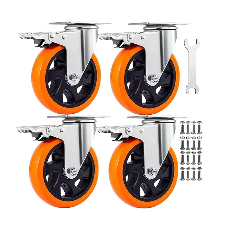 Caster Wheel Manufacturer Industrial Caster Wheel 1.5/2/2.5/3/4/5 Inch Pvc Orange Swivel Caster For Trolley 1