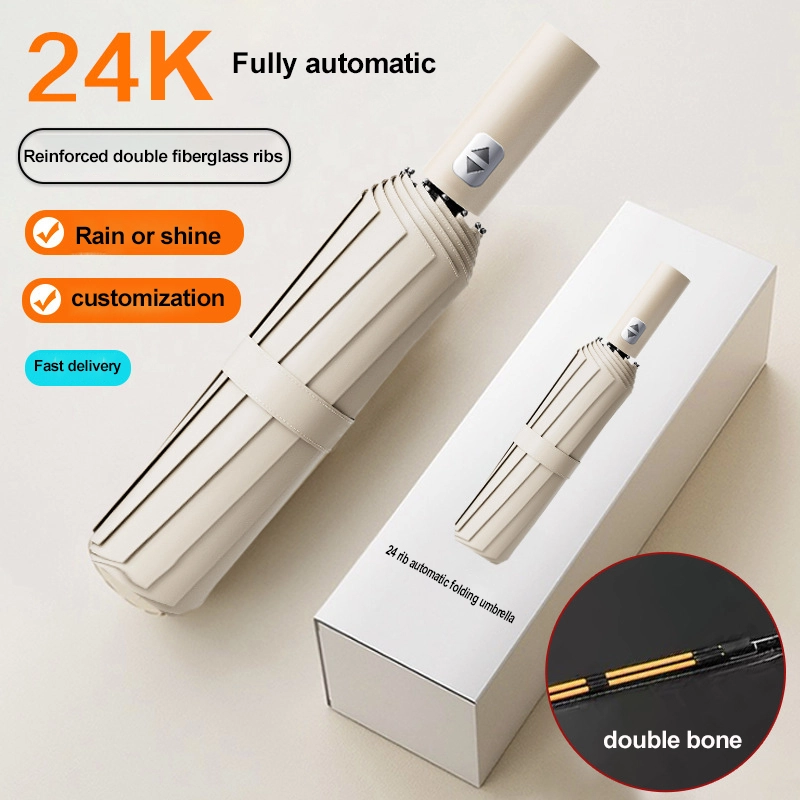 12k Double Bones (24k) Automatic Umbrella With Logo Custom Umbrella For The Rain 1