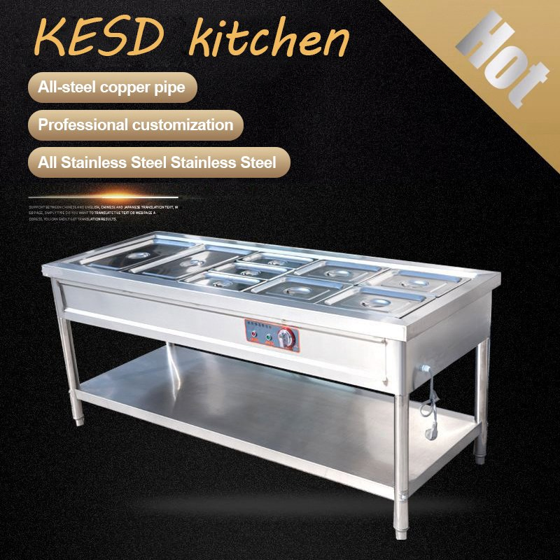 Table de buffet plus réchauffeur de nourriture commerciale en acier inoxydable
