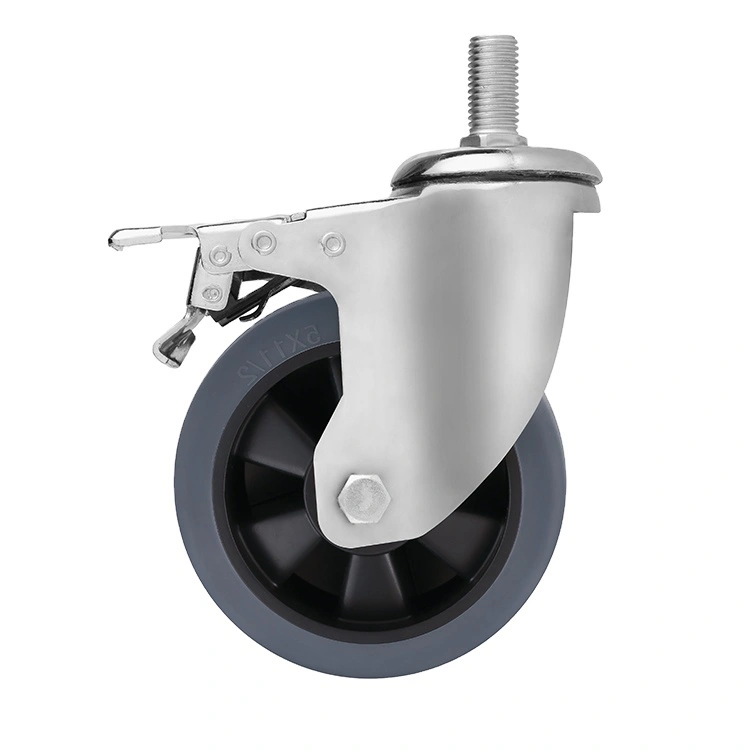 Medium Heavy Duty Wear-resistant Double Axle Casters Tpr Silent Wheels 3/4/ 5/6 Inch Trailer Wheels 1