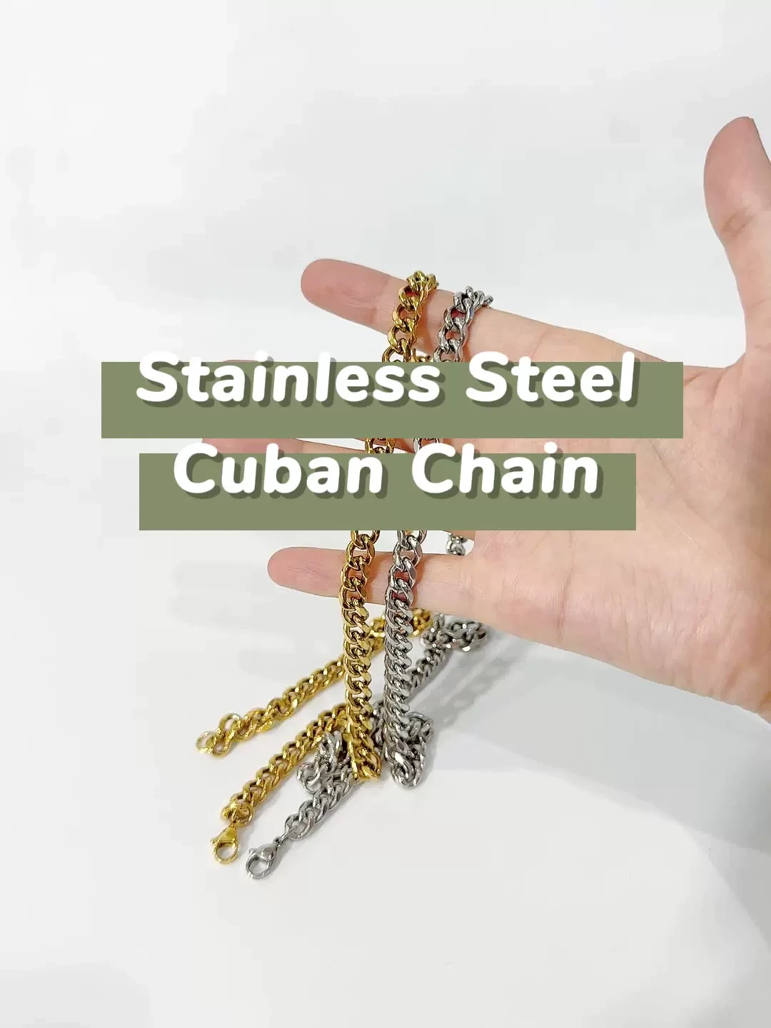 3mm 5mm 7mm Curb Cuban Chain Basic Hip Hop Punk Stainless Steel Gold Black Custom Length Cuban Chain Necklace For Men Women 1