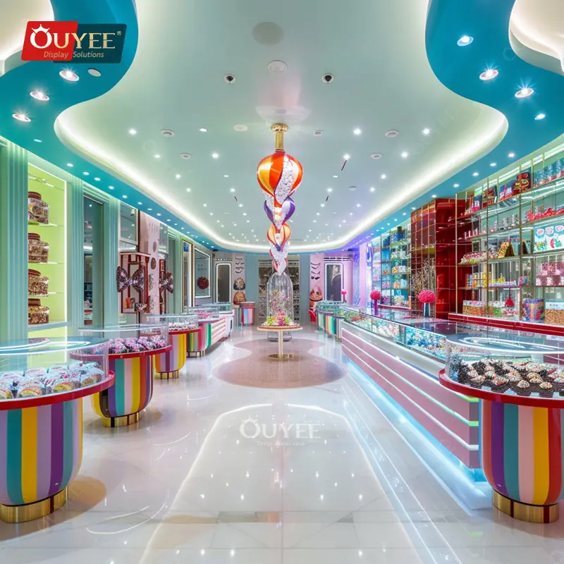 Balcão expositor de vidro para doces e salgadinhos, ideal para confeitaria. 1