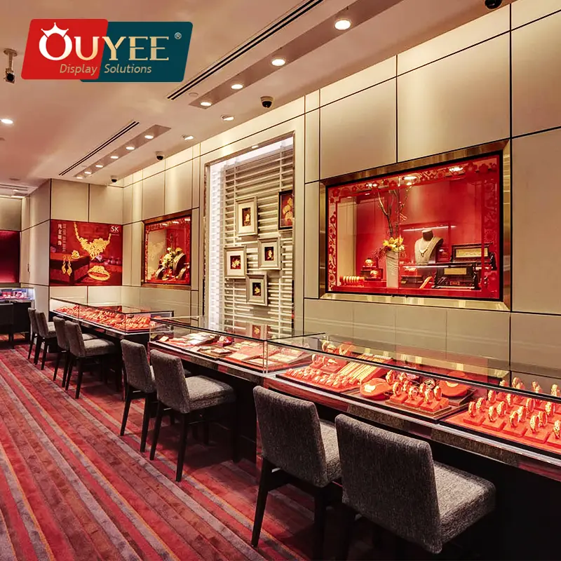 Vitrines sur mesure en bois pour bijoux et montres, destinées à l'aménagement intérieur de magasins 1