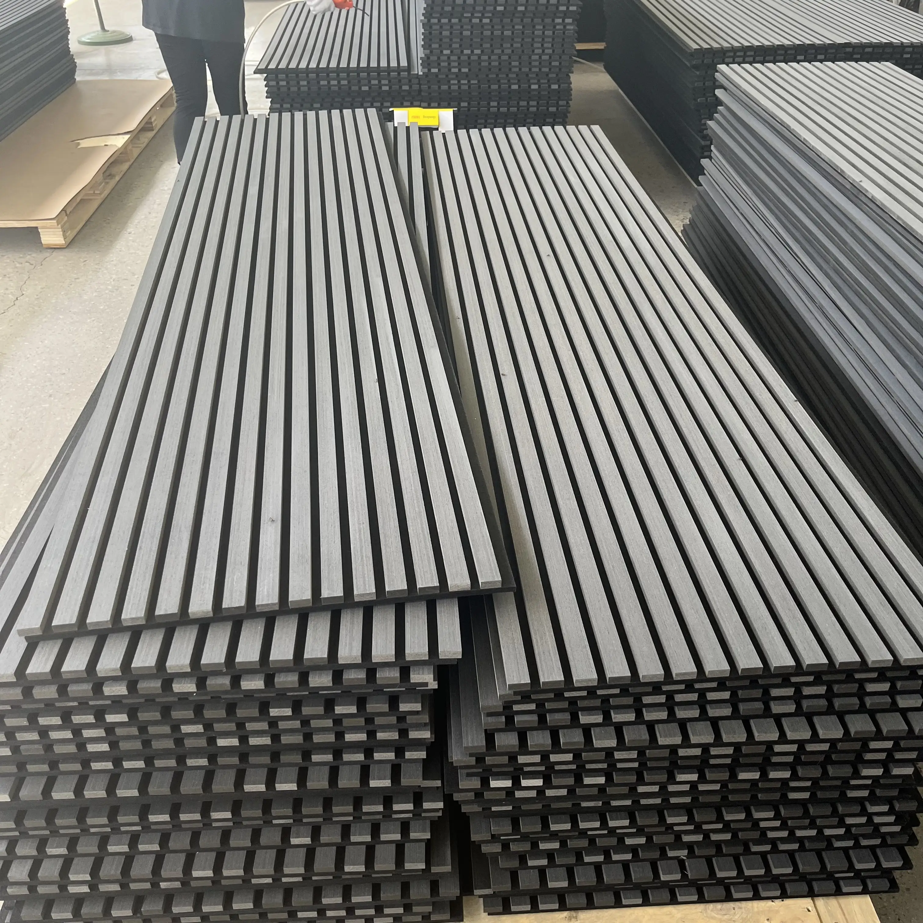 2700mm Black Wood Slat Acoustic Wall & Ceiling Panel with Pet Felt Sound Absorbing 1