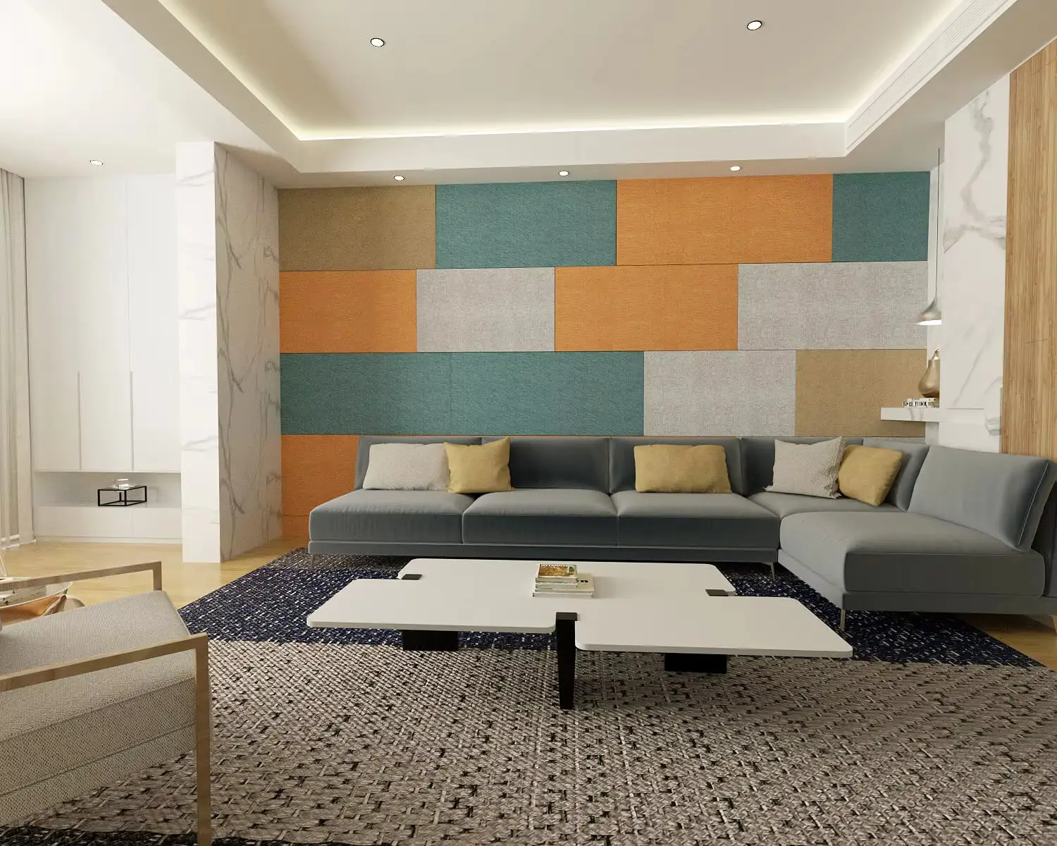 Belső PET poliészter akusztikus hangszigetelő panelek falra, különböző méretekben 1