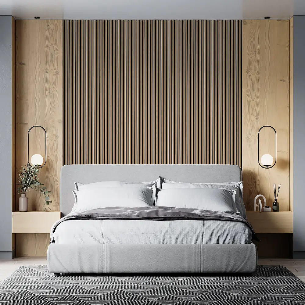 USA Warehouse Wood Acoustic Slat Panel for Container & Prefab Houses, White Oak Veneer 1