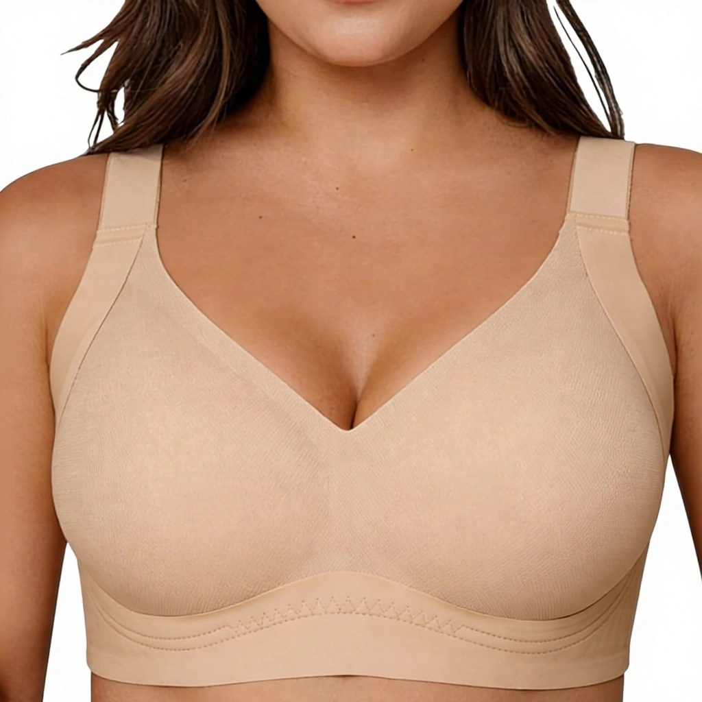 Sutiã feminino sem aro, estilo gelatina, com cobertura total, efeito push-up, tamanhos grandes e sem costura. 1