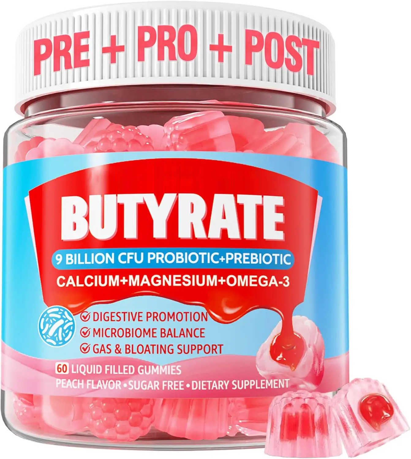 Butyrate Vegan Probiotic-Prebiotic Gummies Blueberry. 1