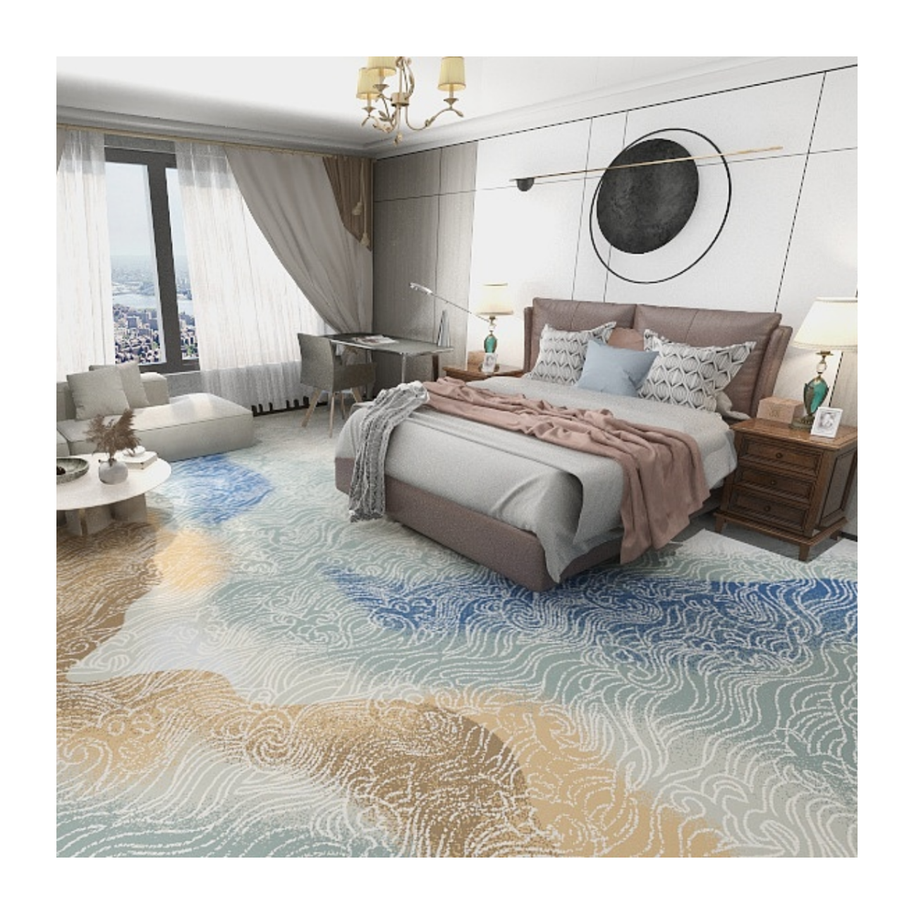 Luxury Hotel Customized Wool Nylon Corridor Carpet Tiles 1