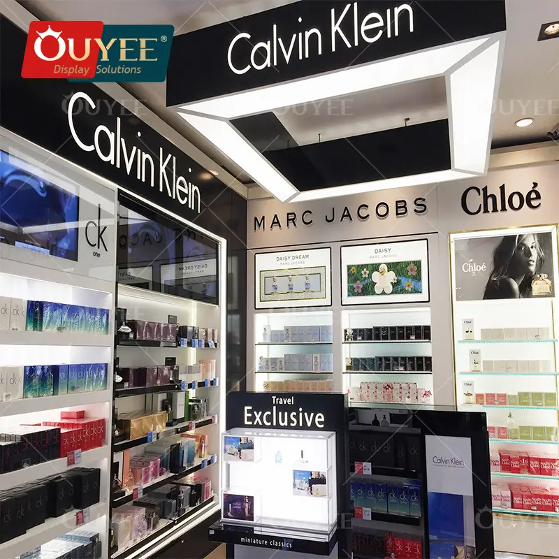 Suporte personalizado em metal preto para exposição de cosméticos e produtos de cuidados com a pele. 1