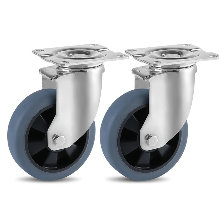 Medium Heavy Duty Double Ball Bearings Tpr 3 4 5 6 Inch Universal Castors Trolley Dining Cart Wheels 1