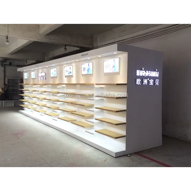 Wandschrank für Handtaschen und Schuhe – Holzregal mit LED-Beleuchtung 1