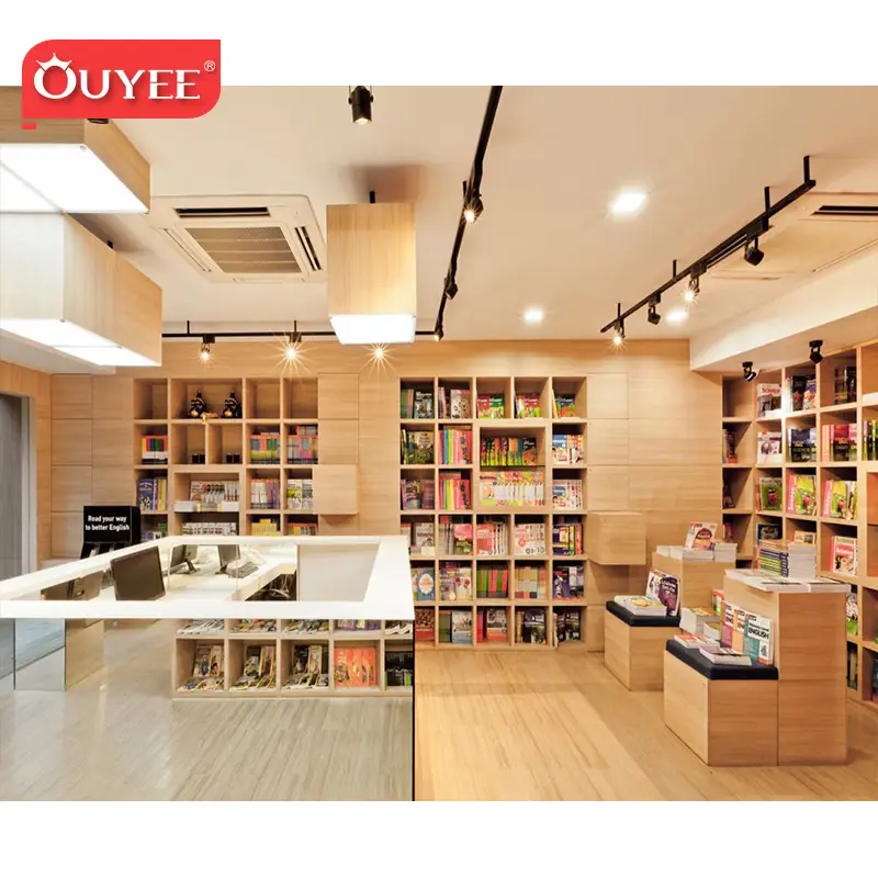 رفوف عرض مجلات خشبية متنقلة، رفوف عرض للمكتبات، خزانة كتب جدارية 1