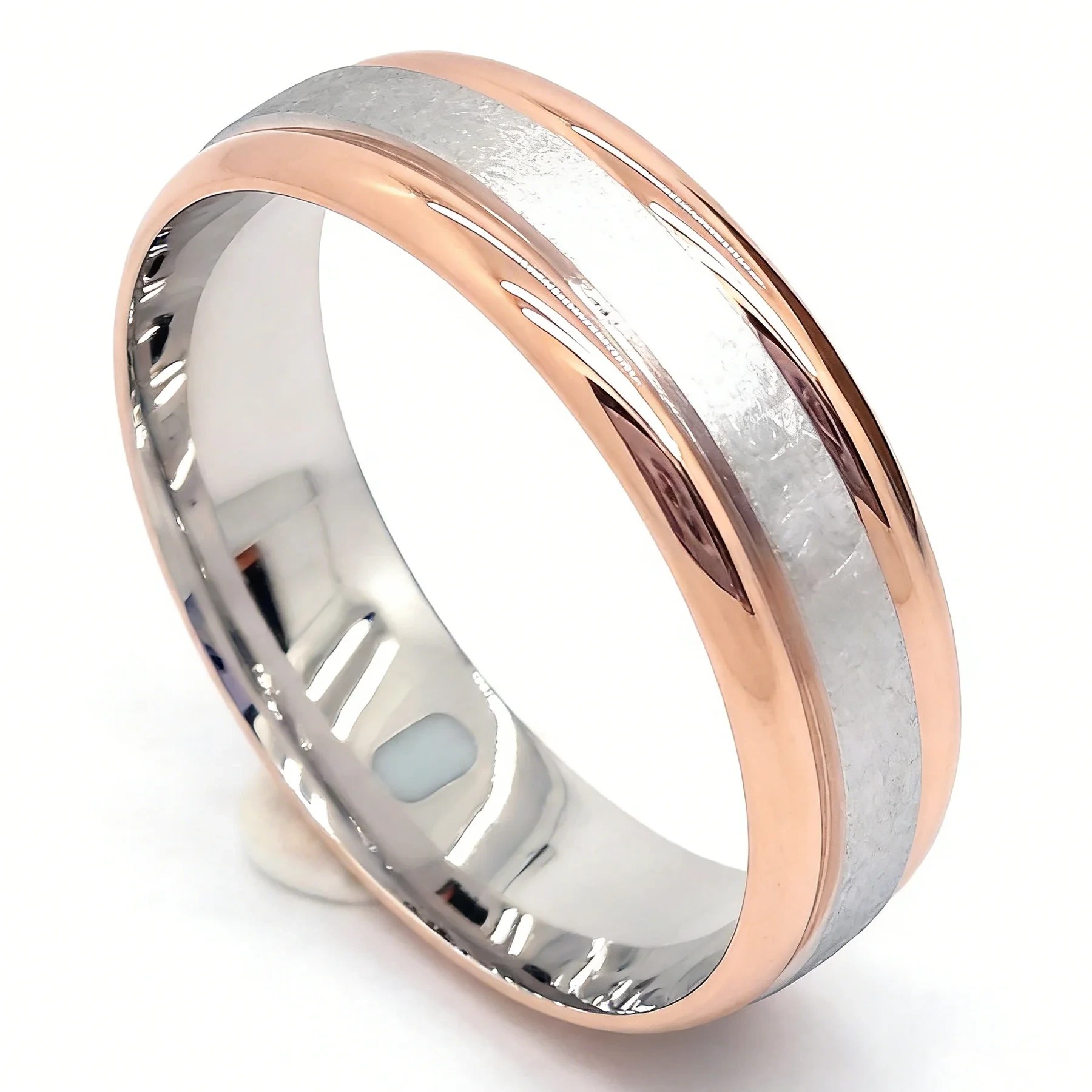 Anello di fidanzamento/matrimonio in oro bianco e rosa 18 carati, gioielli pregiati, anello di fidanzamento in oro vero per coppie. 1