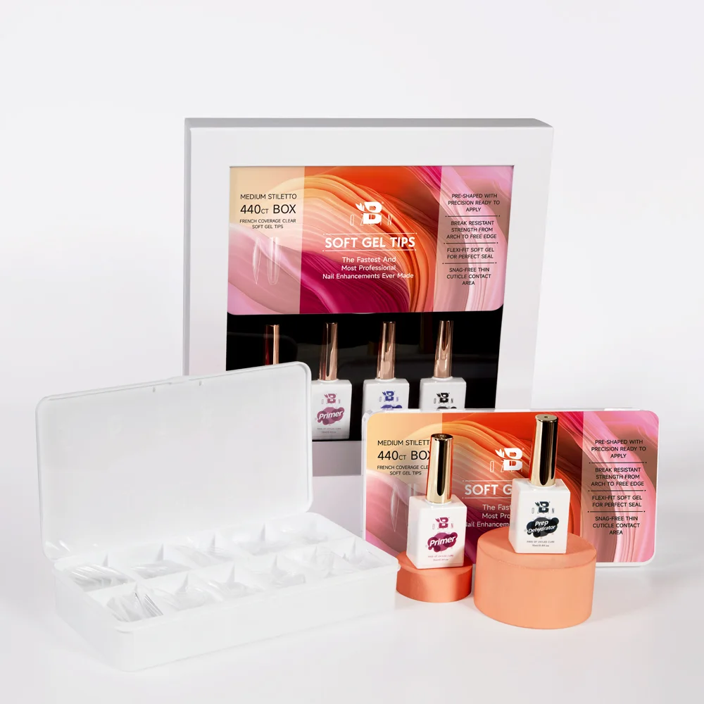 Bozlin 5-in-1 Soft Gel Nail Extension Kit 440pcs Full Cover Tips 11 Sizes 1