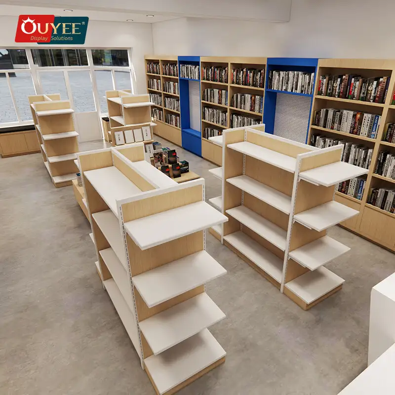 رفوف عرض معدنية لمكتبات الكتب، واجهات عرض للمكتبات، تجهيزات متاجر المدارس 1