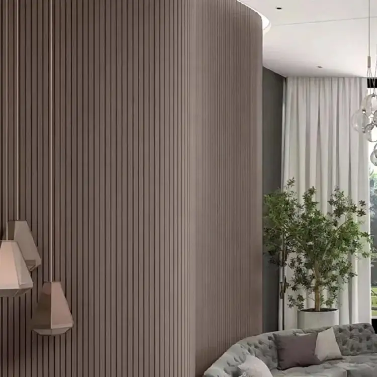 MDF Wooden Curved Sound Absorbing Wall Slats 3D Acoustic Panels 1