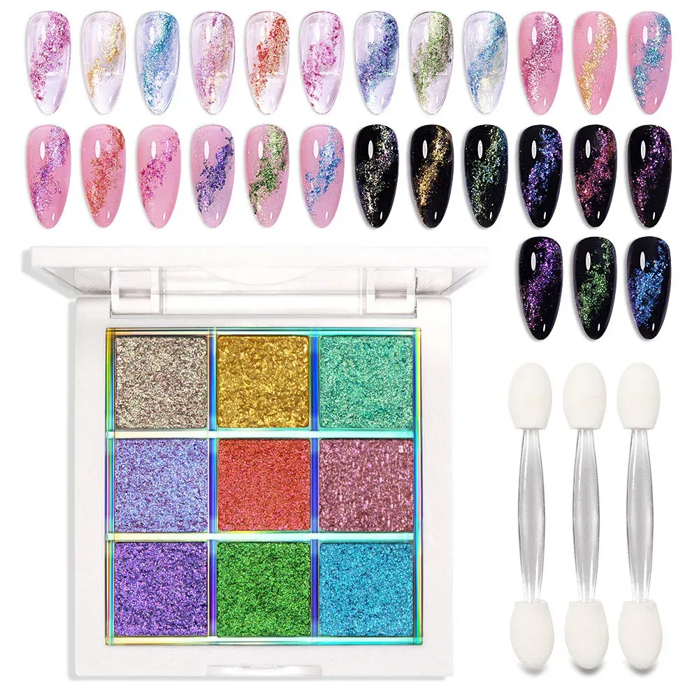 Bozlin 9 Colors Solid Glitter Nail Gel Palette Semi-Permanent UV Gel Varnish 1